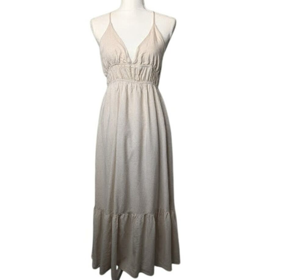 PASSPORT Womens tan natural fiber BOHO summer dress size M Natural minimalist